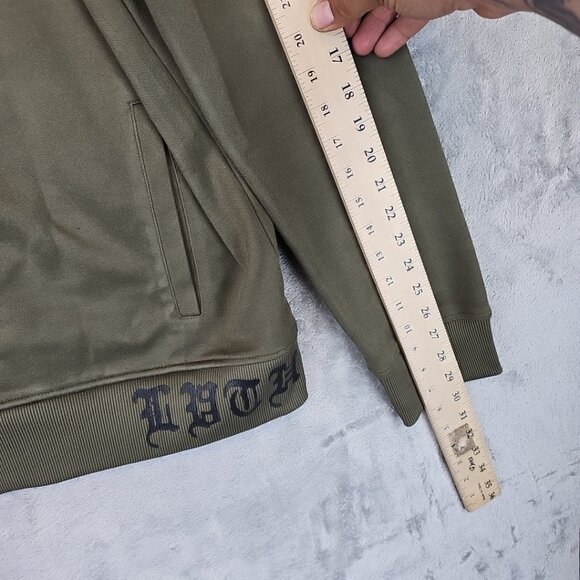 Express Track Jacket Mens Size XL Green Tiger Embroidery Full Zip Mock Neck - Picture 8 of 11